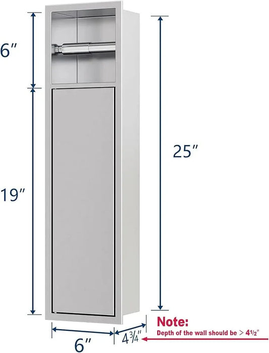 Neodrain Recessed Toilet Paper Holder, in Wall Toilet Paper Holder, 304 Stainless Steel Tissue Paper Holder with Dispense and Storage for Bathroom, Burshed - ModernBath