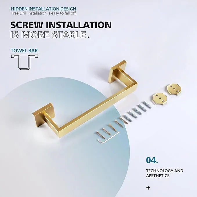 KOKOSIRI 12 Inch Hand Towel Holder Bath Towel Bar Kitchen Dish Cloths Hanger Stainless Steel Wall Mount, Brushed Gold, B4003BG-L12 - ModernBath