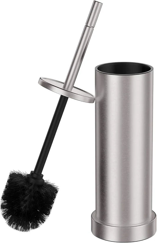 Brushed Nickel Toilet Brush and Holder Set, 304 Stainless Steel Toilet Brush for Bathroom, Heavy Duty Toilet Bowl Brush with Holder, Removable Inner Bowl and Splash Protection, Long Handle - ModernBath