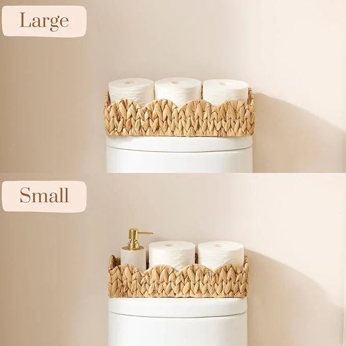 YANGQIHOME Toilet Paper Basket, Water Hyacinth Toilet Tank Basket for storage, Scalloped Baskets for Bathroom Decor, Bedroom Nursery Room Kitchen, 2 pack - ModernBath