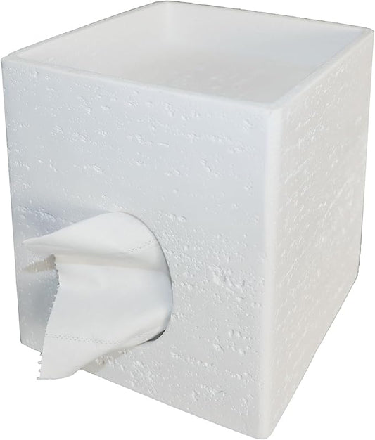 Hymmah Square Tissue Box Holder Cover with Tray,Unique Design Cube Tissue Dispenser Decor for Vanity Counter Tops Also Great for Bedroom and Living Room