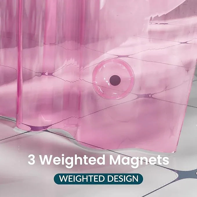 Titanker Shower Curtain Liner, Plastic Shower Liner PEVA 72 x 72 Lightweight Waterproof Shower Curtains for Bathroom with Magnets and Grommets, Clear Pink - ModernBath