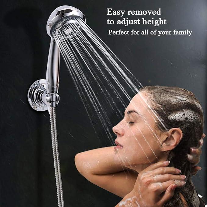 [2 Pack] Suction Cup Shower Head Holder for Elderly, Removeable Showerhead Holder for Minors, Adjustable Hand held Shower Head Holder, No Drilling Bathroom & Bathtub Wall Mount Shower Hanger - ModernBath