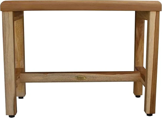 EcoDecors Eleganto 16 Inch Height Natural Color Waterproof Teak Wood Shower Bench Stool Seat Chair for Inside Shower Provides Safety, Storage, and Organization for Bathroom Accessories - ModernBath