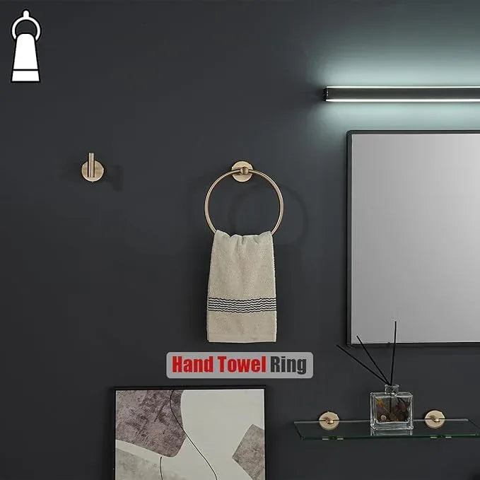 JQK Towel Ring Champagne Bronze, 304 Stainless Steel Hand Towel Holder for Bathroom Wall Mount, TR130-CB - ModernBath