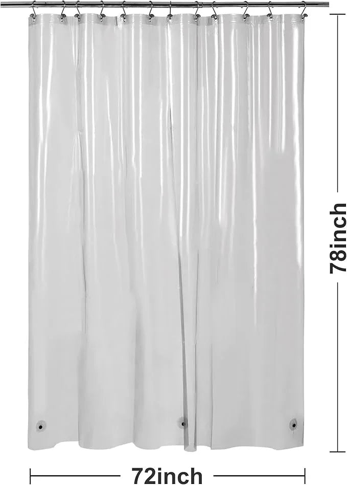 Barossa Design Clear Black Long Shower Curtain Liner 78" Height - 3 Magnets & Waterproof Lightweight PEVA Shower Liner for Bath Tub, PVC Free, Metal Grommets, Clear Black, 72x78 - ModernBath