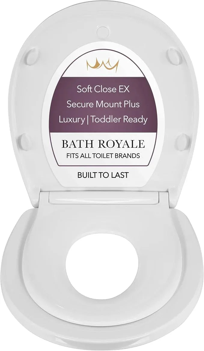 BATH ROYALE Potty Training Seat - Soft Close, Kingsport BR720-00, Round White, Adult & Child Combo - ModernBath