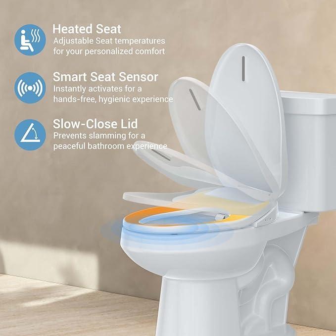 Smart Bidet Seat Elongated with Heated Functions and Gentle Wash Modes, Toilet Seat for Bathroom Comfort and Hygiene, Soft Close Design Easy Install PP Bidet Toilet Seat - ModernBath