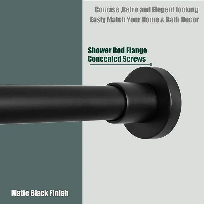 Artiwell Heavy Duty Shower Rod, Adjustable Shower Curtain Rod, Expandable 47-84 Inch, Permanent Mount Shower Rod, Never Rust Stainless Steel For Window Curtain and Closet, Matte Black - ModernBath