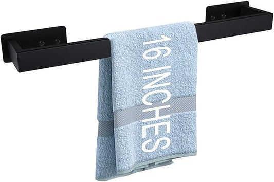 LANC Matte Black Bath Towel Bars 17-Inch, Self Adhesive Towel Bar for Bathroom Wall Mounted and No Drilling Towel Rack, Sticky on Kitchen Hand Towel Holder 304 Stainless Steel, A8310MB-L4 - ModernBath