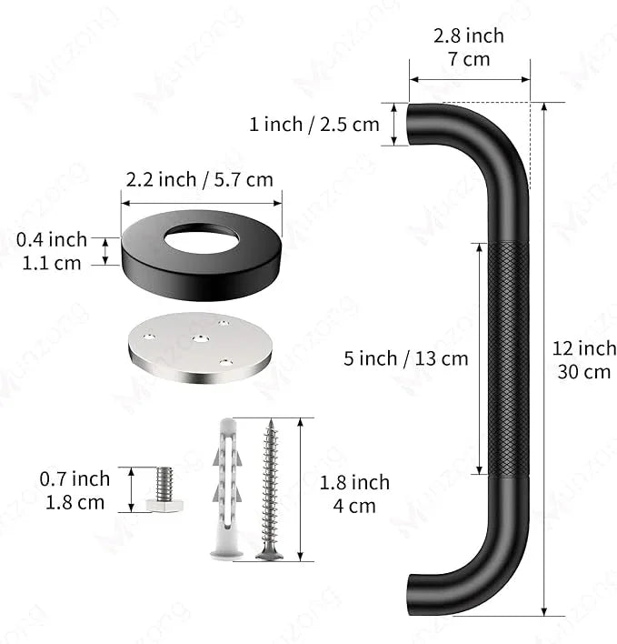 12 Inch Anti Slip Bathroom Grab Bar, 2 Pack Munzong Oil Rubbed Black Shower Grab Bar for Bathtubs, Knurled Handicap Balance Bar,Safety Hand Rail Support Elderly Senior - ModernBath