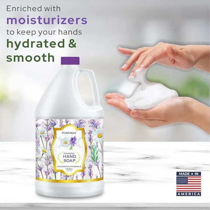 Puremax Foaming Hand Soap Refills with Essential Oils | Lavender Chamomile | Gentle, Moisturizing | Triclosan-free | Made in USA | 128 Fl Oz (1 Gallon) - ModernBath