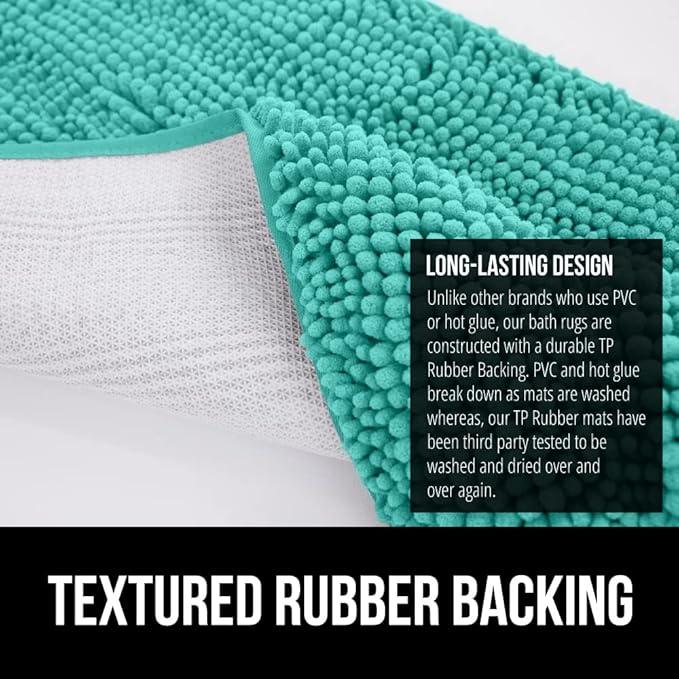 GORILLA GRIP Bathroom Rug Sets, Soft Chenille 2 Piece Area Rugs Set, Toilet Base Mat and 30x20 Carpet, Absorbent Microfiber Washable Mats Dry Quickly, Home Décor and Bath Room Accessories, Turquoise - ModernBath