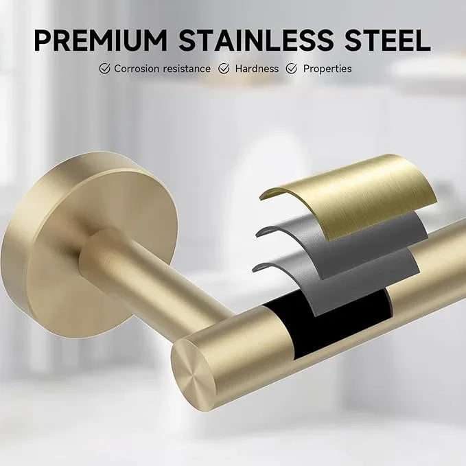 BWE Brushed Gold Toilet Paper Holder Wall Mounted Double Post Pivoting Toilet Tissue Holders SUS 304 Stainless Steel Toilet Roll Holder for Bathroom Kitchen and RV Washroom - ModernBath