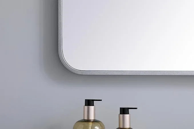 ARS Concepts Aura, Soft Corner Metal Rectangular Mirror 22X40 Inch in, Modern, Silver - ModernBath