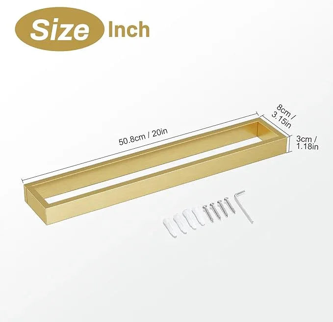 TNOMS Single Towel Bar Towel Holder Bathroom Hardware Accessories,Stainless Steel Wall-Mounted Towel Rack Towel Rail,20 Inches Brushed Gold - ModernBath