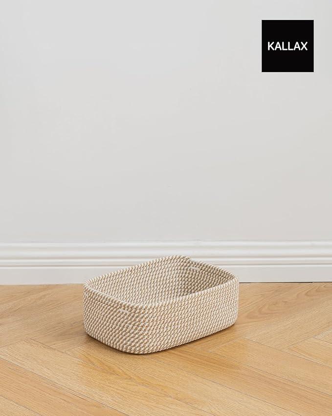 Small Woven Basket, 12 x 8 x 4.5 Inches, Storage Basket for Organizing, Cute Small Rope Shelf Closet Cube Storage Bins Baskets for Shelves, Dog Toy Gift Baskets Empty, 3 Pack Brown - ModernBath