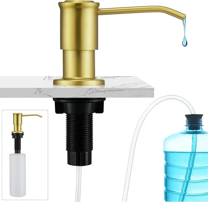 CREA Brushed Gold Kitchen Soap Dispenser Countertop Soap Dispenser for Kitchen Sink, Built in Sink Soap Dispenser for Bathroom with 39" Tube Large Capacity 17 OZ Bottle - ModernBath