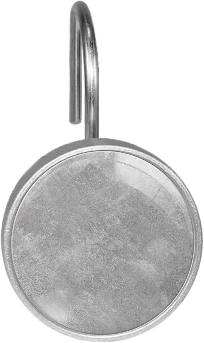 Gray Shower Curtain Hooks Set of 12 Rustproof Metal Decorative Shower Hooks for Curtains Rods Shower Curtain Rings for Bathroom Living Room Bedroom - ModernBath