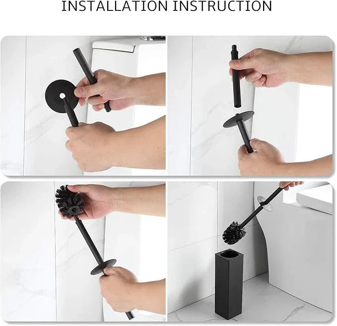 BGL Toilet Brush and Holder Set, Matte Black Freestanding for Bathroom Storage and Organization, Square Design Sturdy and Space Saving - ModernBath