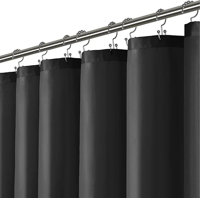 LiBa Black Shower Curtain, Heavy Duty Fabric, Soft Cloth Shower Curtain Liner, Hotel Quality with Magnets Shower Curtains for Bathroom, 72 x 72 Inches(Black) - ModernBath