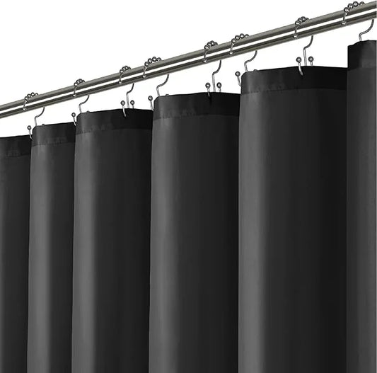 LiBa Black Shower Curtain, Heavy Duty Fabric, Soft Cloth Shower Curtain Liner, Hotel Quality with Magnets Shower Curtains for Bathroom, 72 x 72 Inches(Black) - ModernBath