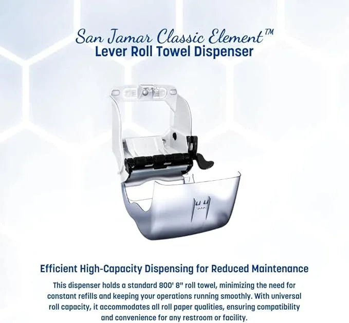 San Jamar Classic Element Paper Towel Dispenser Fits All Core Sizes with Lever for Bathroom, Kitchens, and Restaurants, Plastic, 8.5 x 12.5 x 12.75 Inches, Arctic Blue - ModernBath