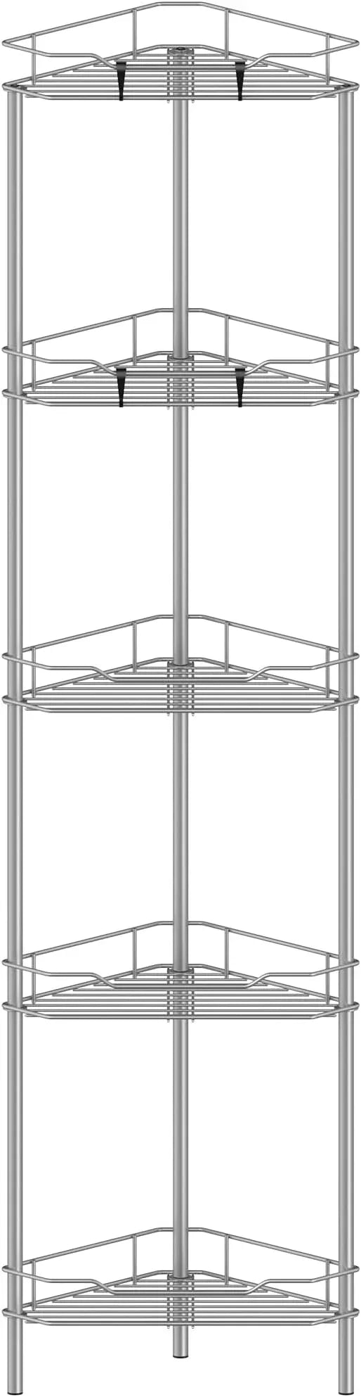 5 Tier Floor Standing Corner Shower Caddy Organizer Shelf with Hooks, Bathroom Shelves Stand Rack, Gray - ModernBath