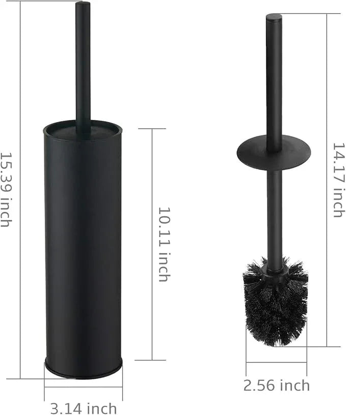 BGL Stainless Steel Toilet Brush with Holder, 2 Black Bristle Heads - ModernBath