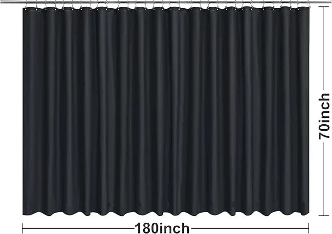 Barossa Design Clawfoot Tub Shower Curtain with 12 Magnets - 36 Metal Hooks Included, 180" W x 70" H Wrap Around, Waterproof PEVA Shower Liner for Bathroom, PVC Free, Metal Grommets - Black, 180x70 - ModernBath