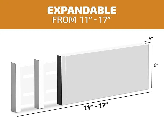 6 Pack Drawer Dividers 6 Inch High, 11”-17" Adjustable Bamboo Organizers Large Expandable Drawer Separators for Cloths, Dresser, Bedroom, Bathroom, Baby Drawer, Office & Kitchen Utensils (White) - ModernBath