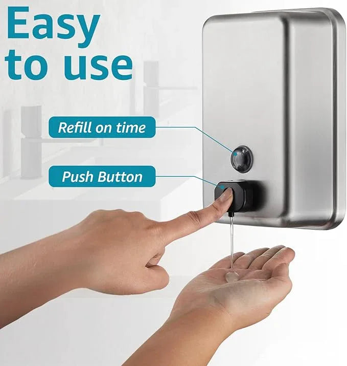 Commercial Wall Mount Soap Dispenser - Stainless Steel Bathroom Hand Soap 38.8oz Liquid - Anti-Leak Pump and Large Capacity Brushed Refillable - ModernBath