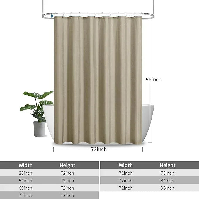 THAIGEE 2-in-1 Waterproof Extra Long Fabric Shower Curtain or Liner,Linen Textured,96 Inch Breathable TPU & Washable Bathroom Shower Curtain Set with 12 Plastic Hooks,Modern,72"x96" Khaki - ModernBath