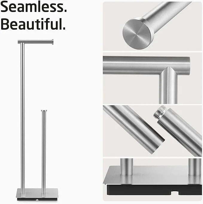 KES Freestanding Toilet Paper Holder Stand with Reserve Toilet Paper Storage for Bathroom SUS304 Stainless Steel Brushed Steel, BPH286S1B-2 - ModernBath