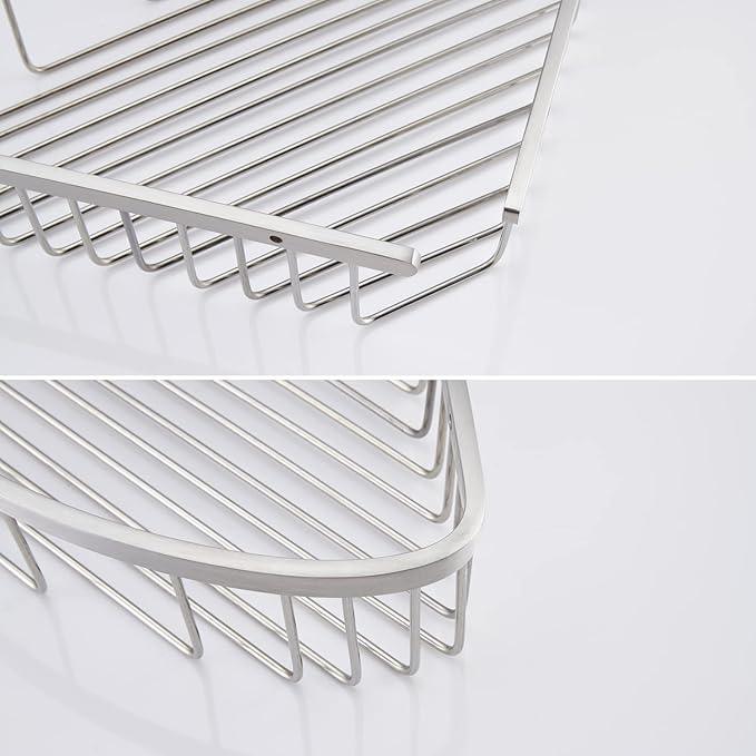 Bathroom Shower Caddy Corner Shelf, Corner-Hollow Design, Ultra Sturdy Rust-Proof Stainless Steel Shelf Organizer Shampoo Holder, Wall Mounted Storage Rack for Bathroom, Brushed Nickel - ModernBath