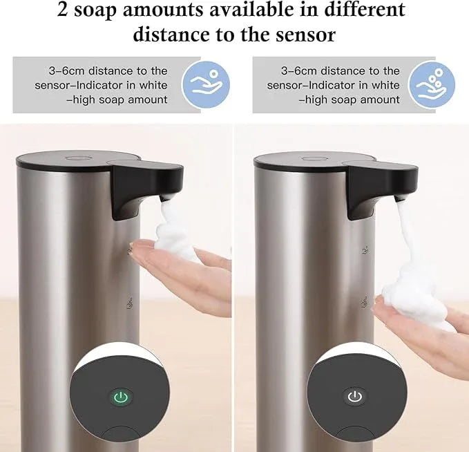 LAOPAO Automatic Soap Dispenser, Rechargeable Stainless Steel Foaming Soap Dispenser Touchless for Bathroom Auto Hand Soap Pump for Kitchen, Xmas Gift,9oz - ModernBath