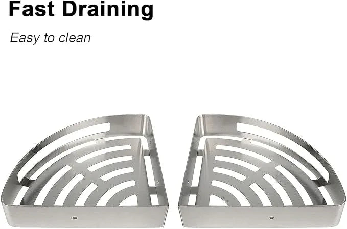 NearMoon Bathroom Shower Caddy 2 Pack, No Drill 304 Stainless Steel Shower Organizer with 2 Hooks (Corner Shelf, Brushed Nickel) - ModernBath
