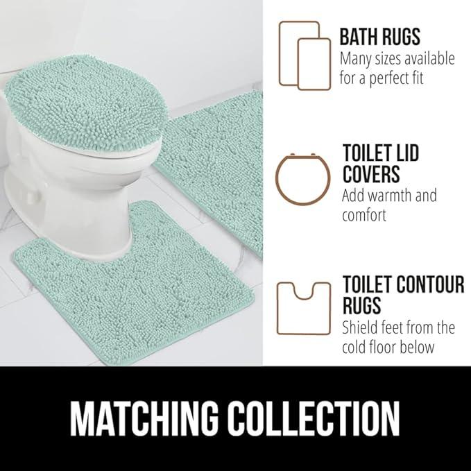 GORILLA GRIP Bathroom Rug Sets, Soft Chenille 2 Piece Area Rugs Set, Toilet Base Mat and 30x20 Carpet, Absorbent Microfiber Washable Mats Dry Quickly, Home Décor and Bath Room Accessories, Seablue - ModernBath