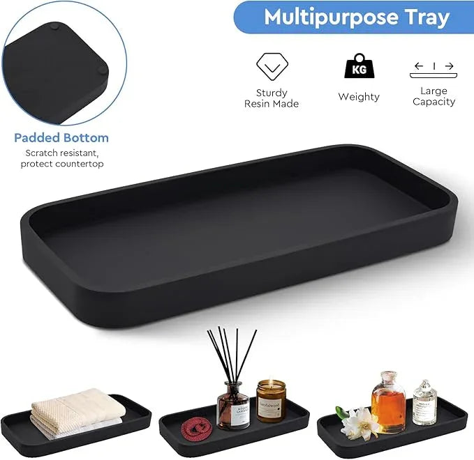Bathroom Accessory Set,4 Pcs Clear Glass Bathroom Accessories Set-Lotion Soap Dispenser,Toothbrush Holder,Qtip Holder Dispenser & Resin Vanity Tray,Countertop Vanity Organizer,Crystal Clear - ModernBath
