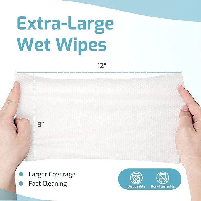 SUNKISS Trustplus Wet Wipes for Adult No Rinse, Extra Large 8”x12” Body Cleaning Washcloths for Elderly Incontinence & Cleansing, Fresh Scented, 50 Count - ModernBath
