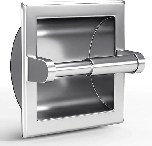 Smack Polished Chrome Recessed Toilet Paper Holder, Bathroom Wall Mount Recessed Toilet Tissue Roll Paper Holder Include Rear Mounting Bracket - ModernBath