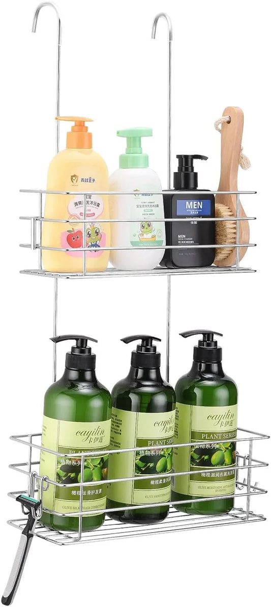 Seltomer Hanging Shower Rack Shower Caddy with Rotatable Hook bar Over the Door and Can be Hung on the Faucet or Claw Foot, 304 Stainless Steel Rust Proof and Durable (Double-Layer) - ModernBath