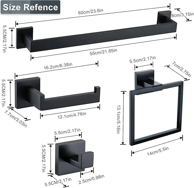 Matte Black Bathroom Accessories Bath Accessories Set Towel Racks for Bathroom Towel Holder Black Bathroom Hardware Set Black Bathroom Towel bar Sets Stainless Steel Bath Accessories kit 23.6 Inch - ModernBath