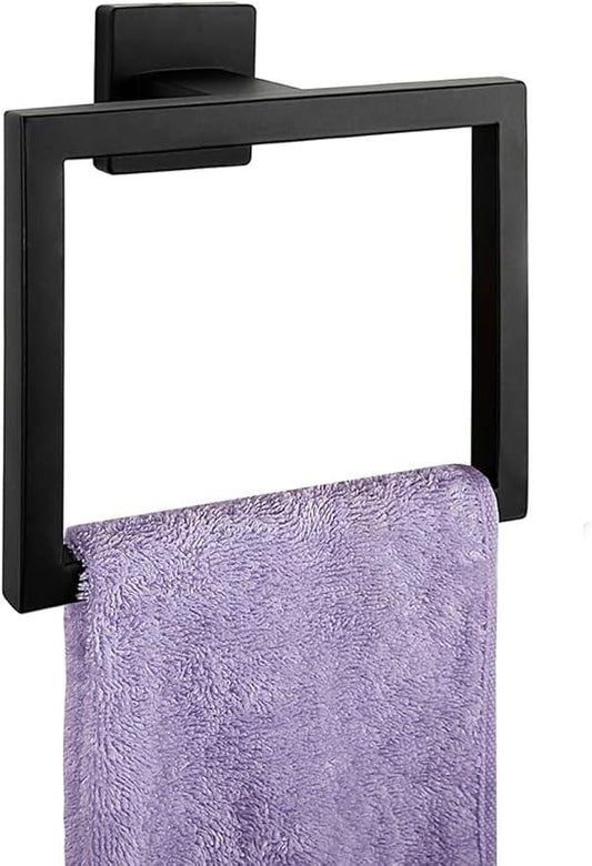 Matte Towel Ring - Modern Hand Towel Holder for Bathroom - SUS304 Stainless Steel Bathroom Towel Ring Wall Mounted - Bathroom Towel Rack - Black Towel Hanger - ModernBath