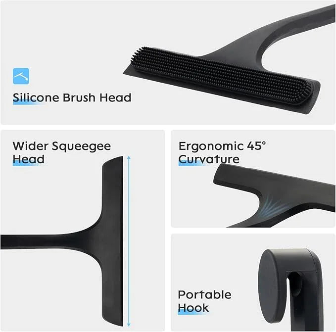 Mesiiloly 10.7“ Wide All-Purpose Shower Squeegee for Glass Doors, Squeegee for Shower Glass with Hook, Window Squeegee for Home, Small Squeegee for Shower, Bathroom, Car Glass, Mirror (Black) - ModernBath