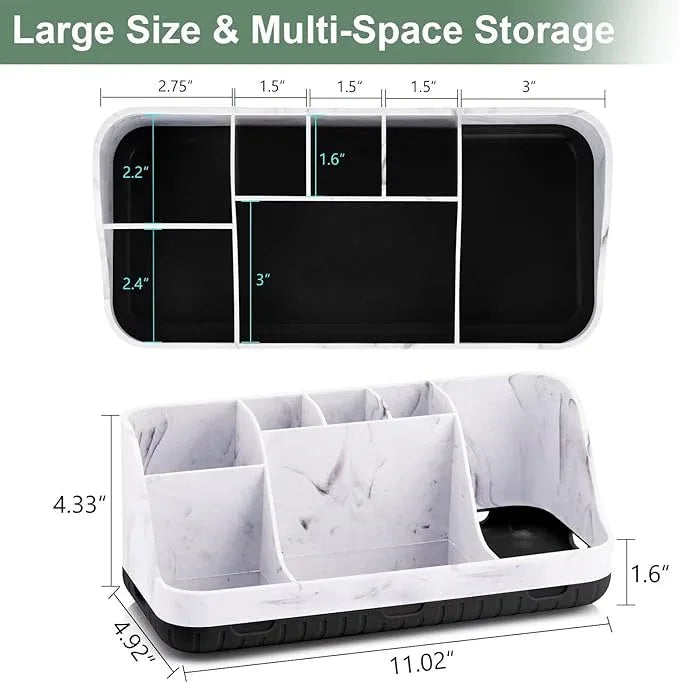 GFWARE Marble Bathroom Countertop Organizer - Detachable 7 Slots Kids Electric Toothbrush and Toothpaste Holde Drainage for Bathroom Accessories Organization Counter Vanity Storage, Black - ModernBath