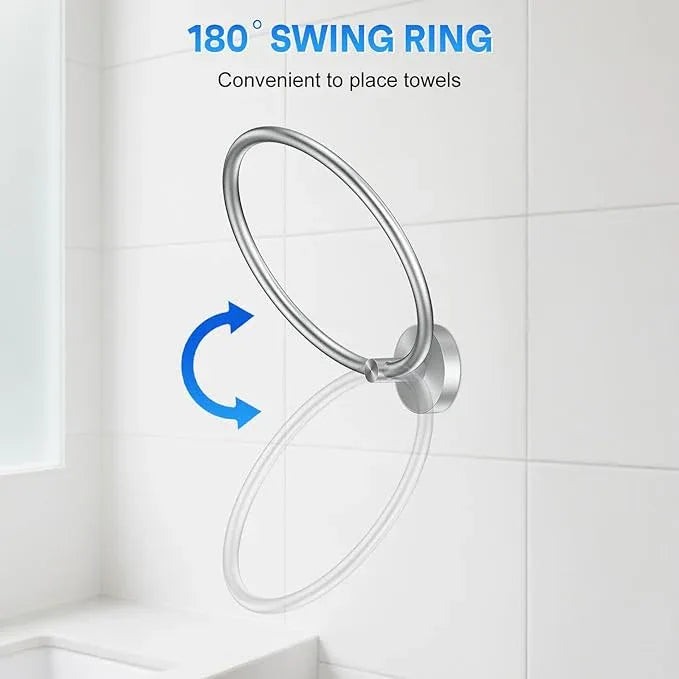 Hand Towel Holder Screw-in Brushed Nickel Towel Ring for Bathroom Wall Stainless Steel Towel Hanger Round Towel Racks for Bathroom Decor and Accessories - ModernBath