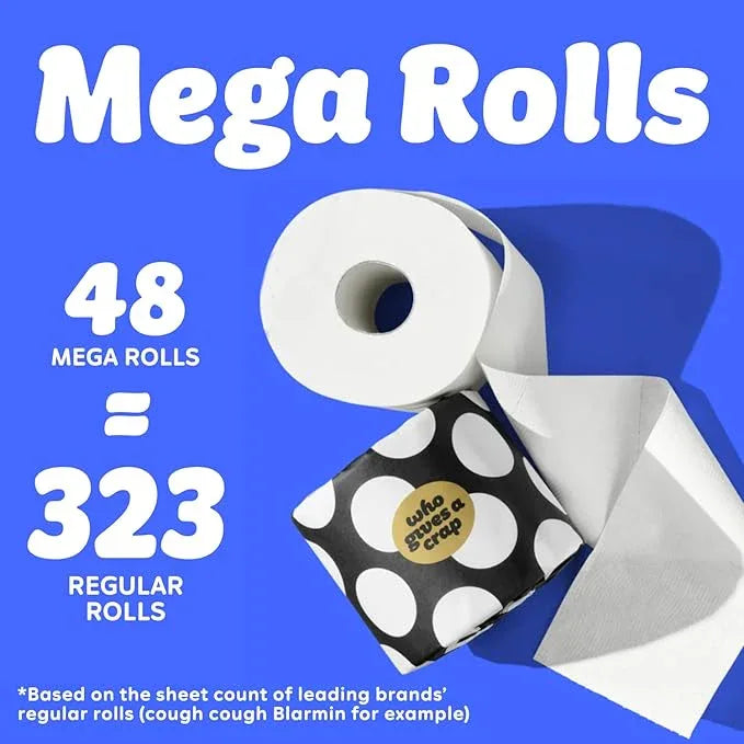 Who Gives A Crap 100% Bamboo Toilet Paper, 48 Rolls, 3 Ply, 370 Sheets, Long, Strong & Soft Toilet Tissue, Sustainable, Biodegradable, Renewable, Tree Free Bathroom Tissue Bulk Toilet Paper - ModernBath
