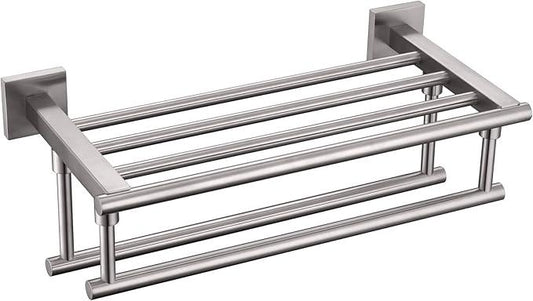 KOKOSIRI Towel Shelf with Double Towel Bars 16 Inches Bathroom Towel Rack Towel Holder Wall Mounted Stainless Steel, Brushed Nickel, B6005BR-L16 - ModernBath