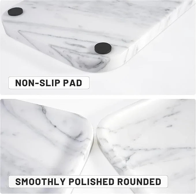 Arabescato Marble Vanity Tray - Decorative Organizer for Bathroom Countertop, Dresser, Kitchen Sink - ModernBath